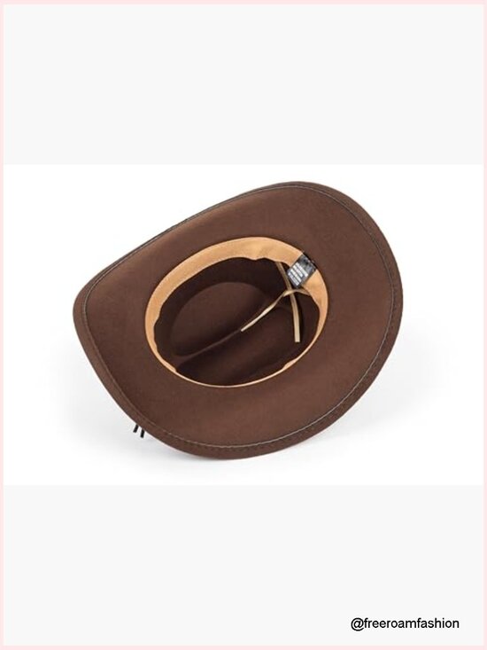 Western Cowboy Hat Unisex Roll Up Fedora with Belt Trim S-M main image 6